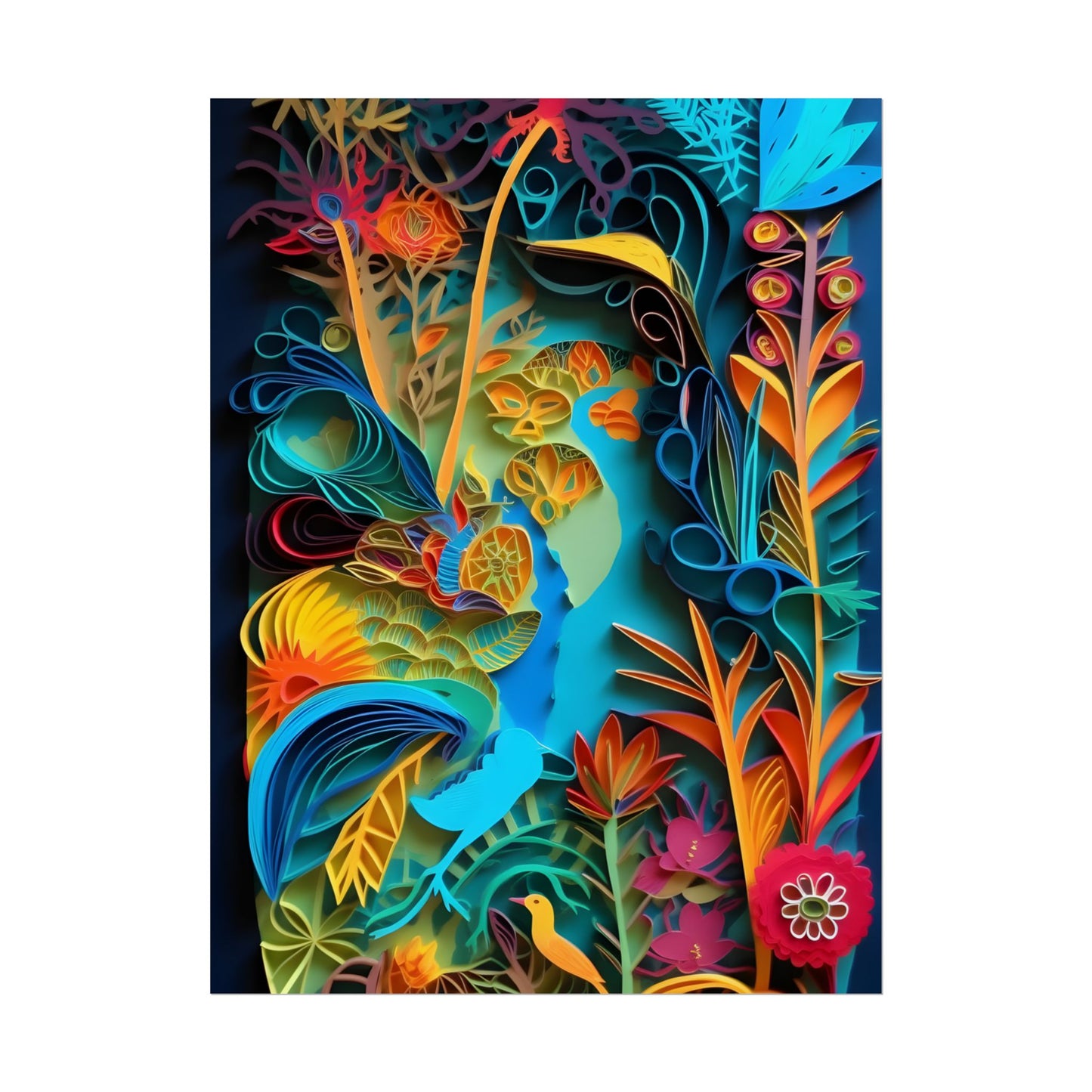 Indian Quilled Landscape: Colorful Paper Art - Poster