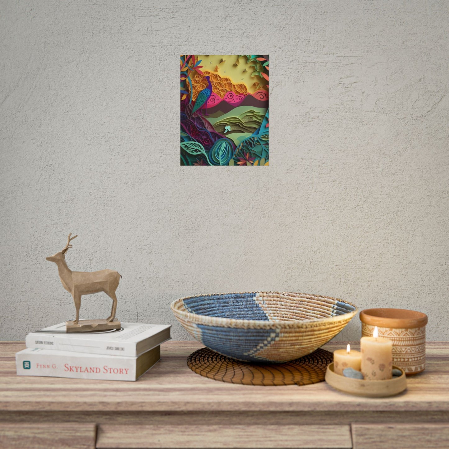 Vibrant Indian Quilling Art: Traditional Landscape Decoration - Poster