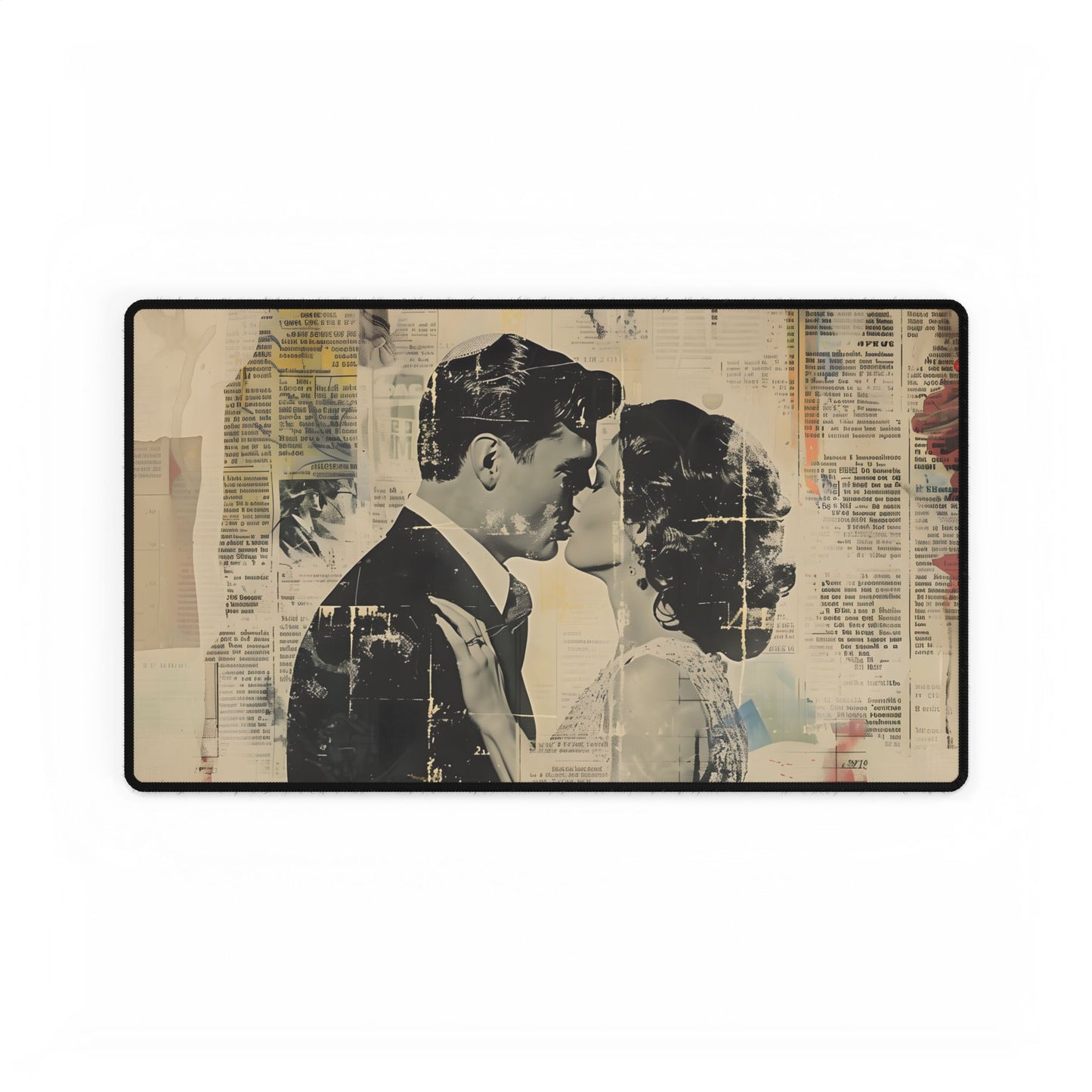 Vintage Romance: Celebratory Couple Art Poster - Desk Mat