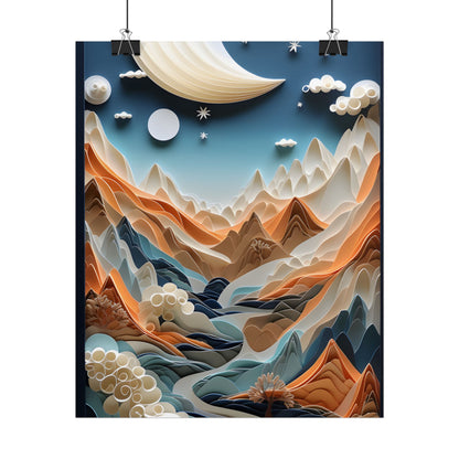 Vibrant European Quilled Landscape: Intricate Paper Art - Poster