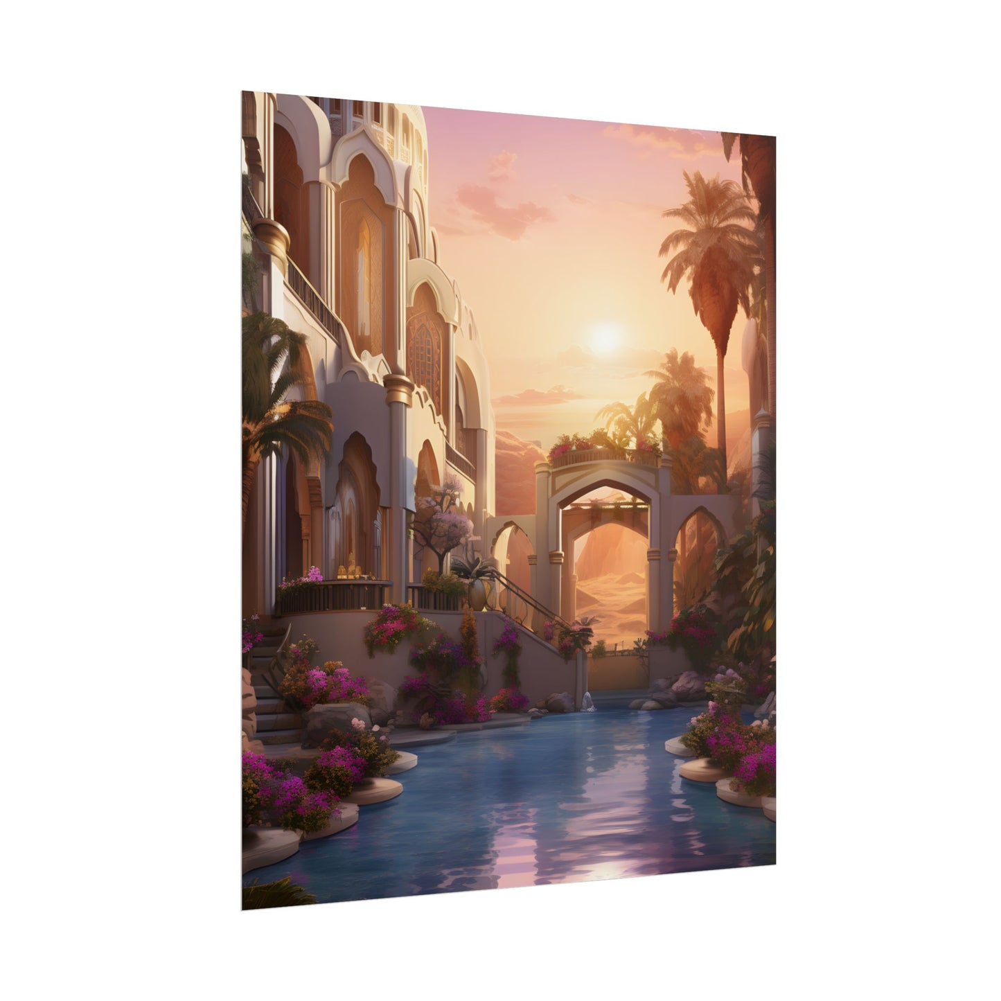 Desert Oasis Serenity: Arabian Nights-Inspired Artwork - Poster