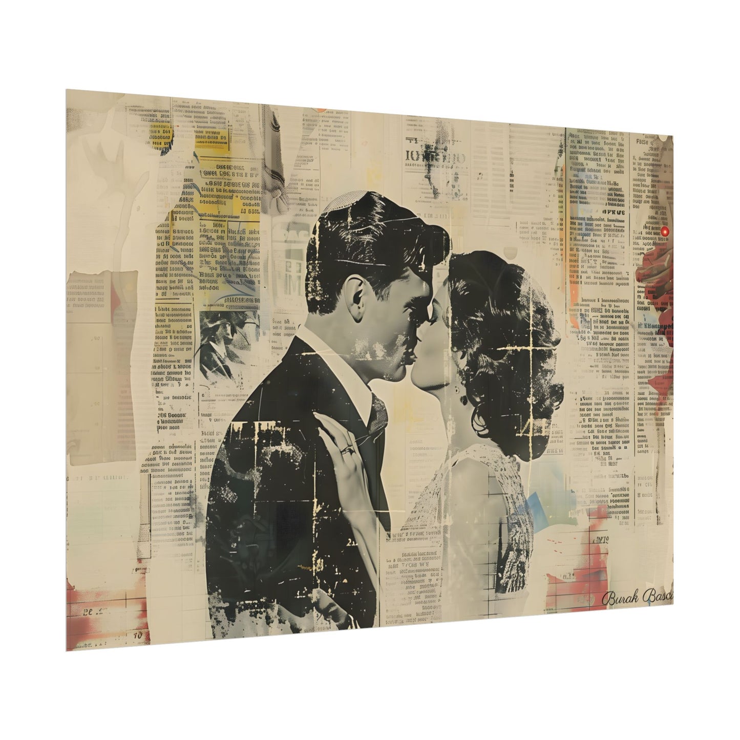 Vintage Romance: Celebratory Couple Art Poster - Poster