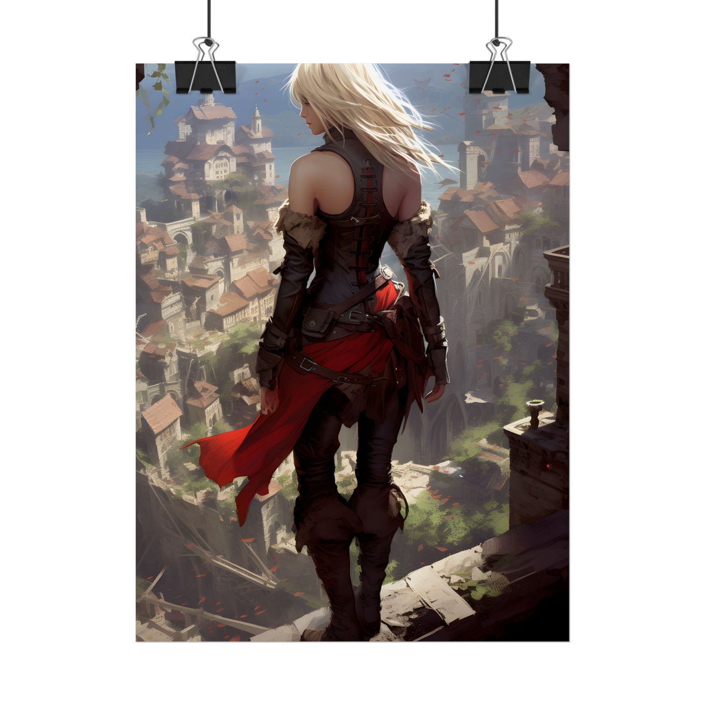 Blonde Anime Bloom: Calming Outdoor Artwork - Poster