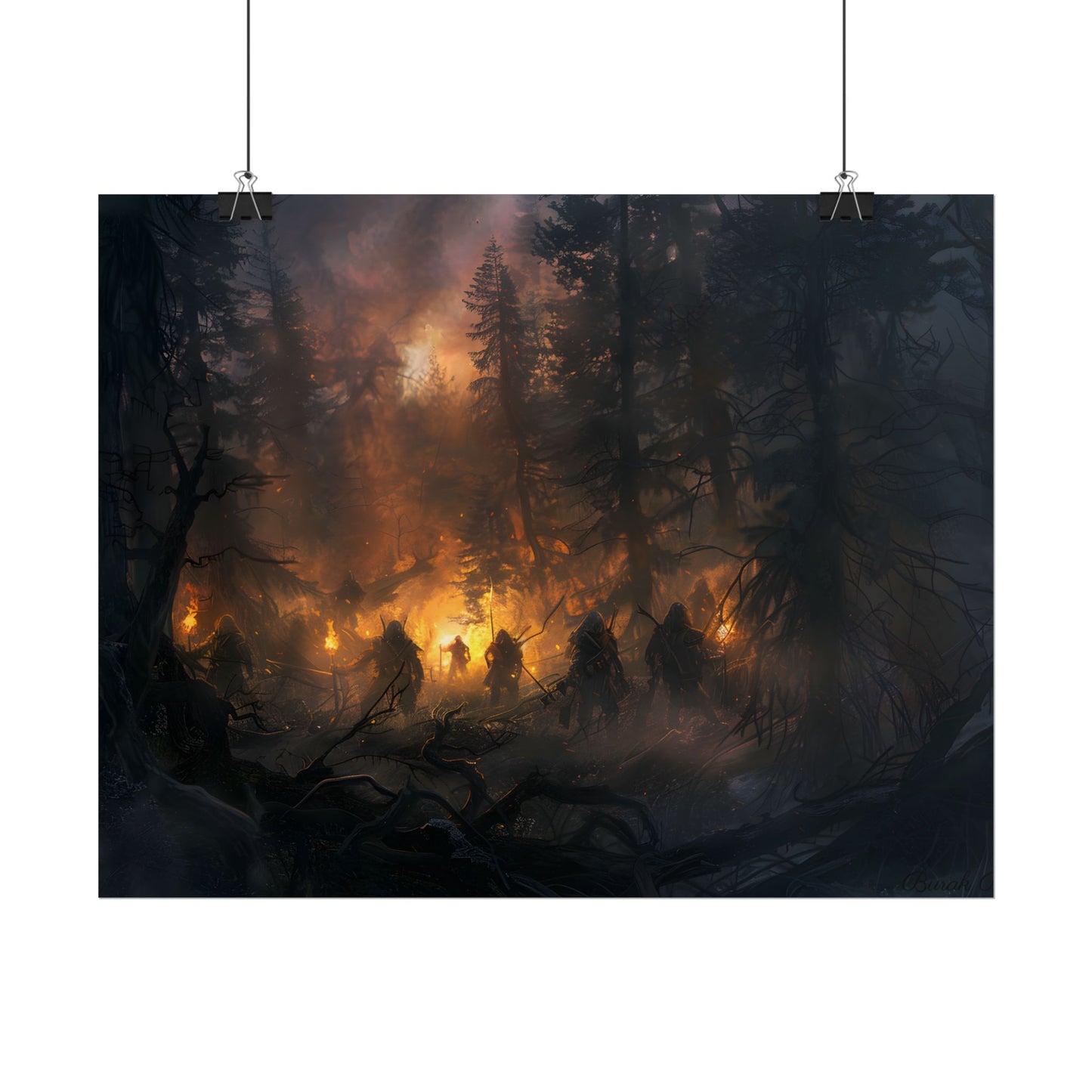 Tranquil Forest Sunset: People Connecting with Nature - Poster