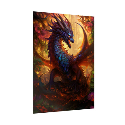 Majestic Dragon Guardian: Fantasy Landscape Art - Poster