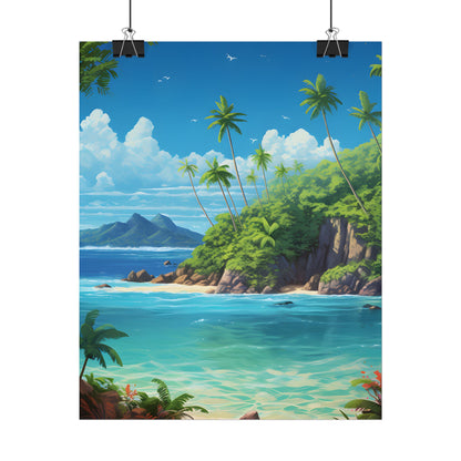 Tranquil Tropical Paradise: Calming Island Scene Art - Poster