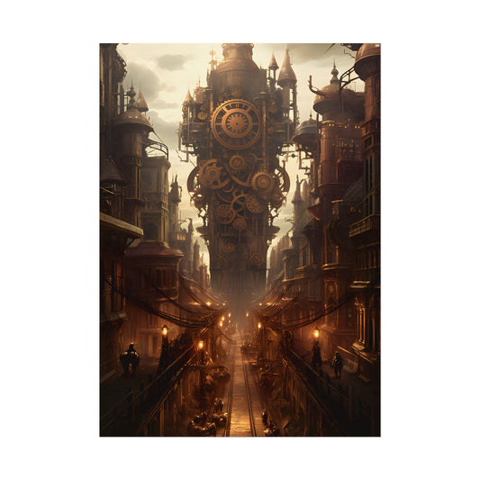 Steampunk City: A Glimpse into Industrial Paradise - Poster