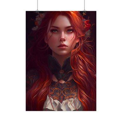 Redhead Female Portrait in a Dress - Poster