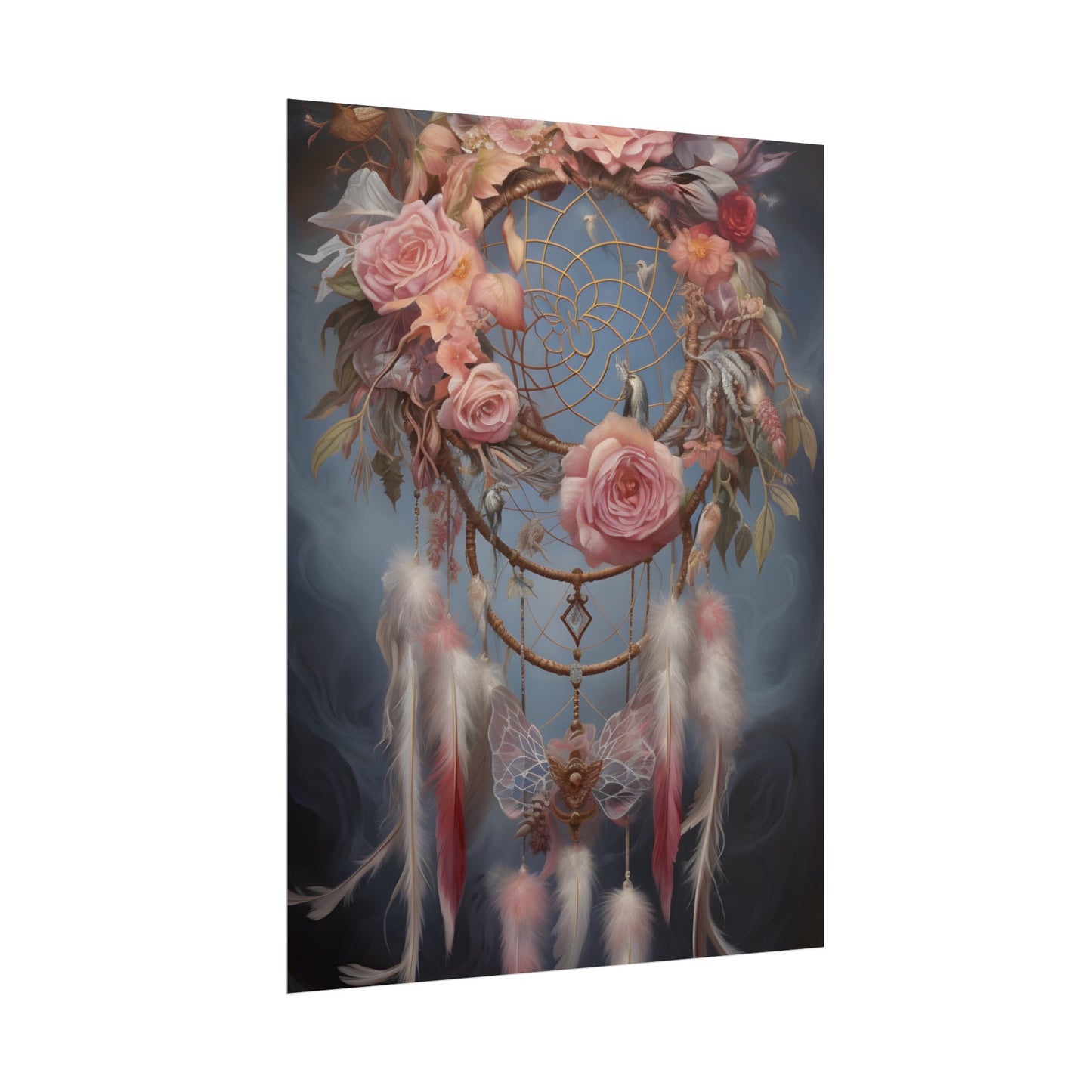 Ethereal Dreamcatcher Realm: Surreal Artwork with Colorful Feathers - Poster
