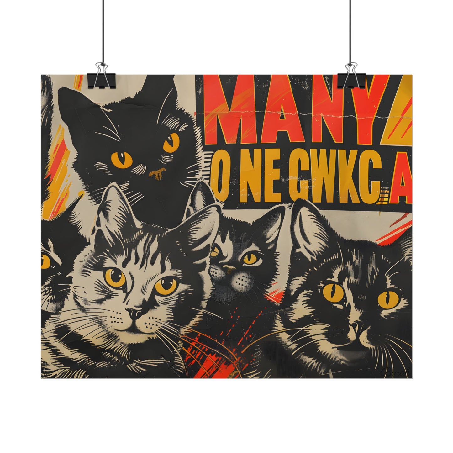 Red Cats in Soviet Motion: A Playful Poster Art - Poster