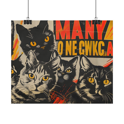 Red Cats in Soviet Motion: A Playful Poster Art - Poster