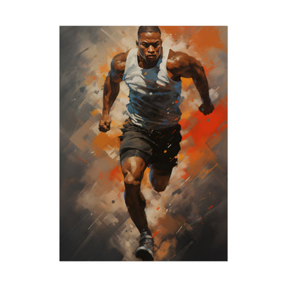 Passionate Athlete in Motion: Dynamic Portrait Artwork - Poster