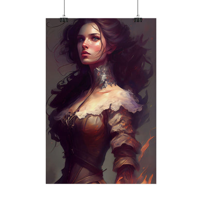 Lovely Brown Hair Portrait: Stunning Female Art - Poster