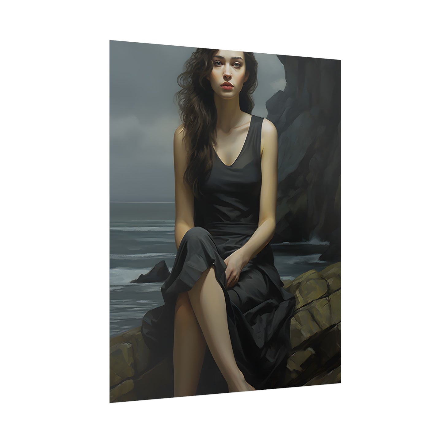 Serene Face with Glasses: Neutral Expression Art - Poster