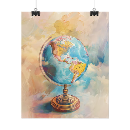 Vintage Globe Adventure: 80 Iconic Landmarks on a Classic Map - Poster