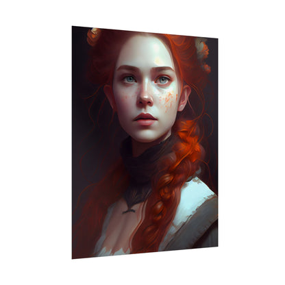 Astonishing Redhead Portrait: Elegant Young Woman in Dress - Poster