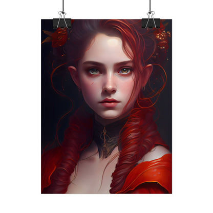 Redhead Portrait: Vibrant Dress Artwork - Poster