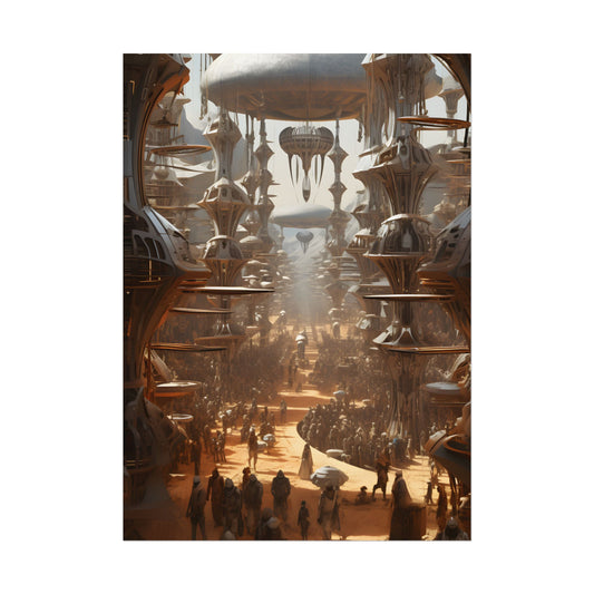 Futuristic Tribal Harmony: Urban Jungle Digital Art - Poster