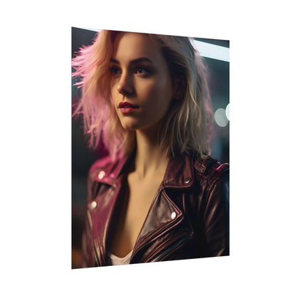 Cyberpunk Teen Close-Up: Digital Artwork - Poster