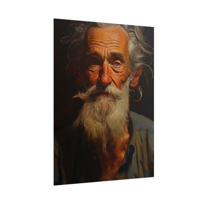 Elderly Wisdom: A Portrait of Timeless Senior Reflection - Poster