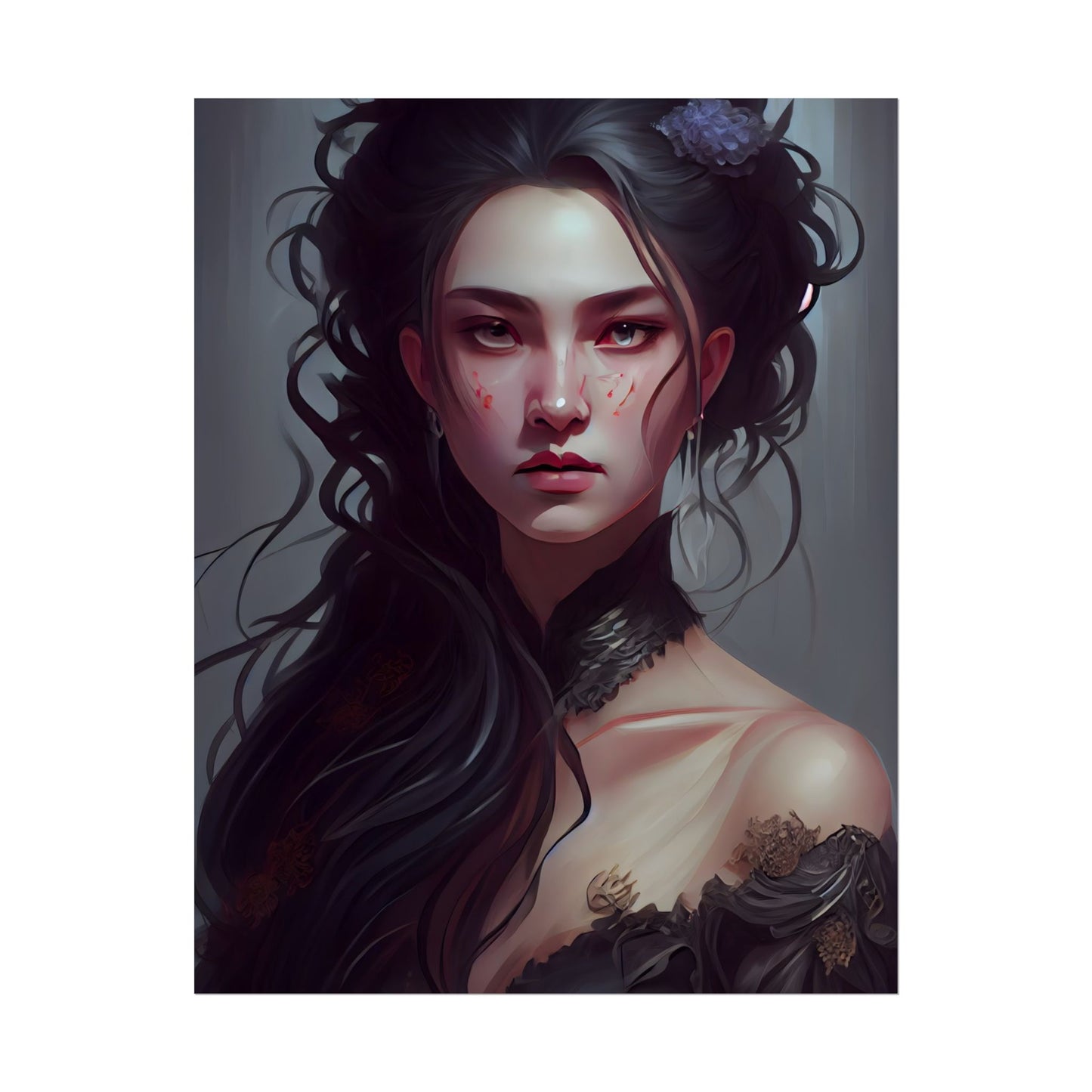 Astonishing Female Portrait: Dr. Black Hair Elegance - Poster