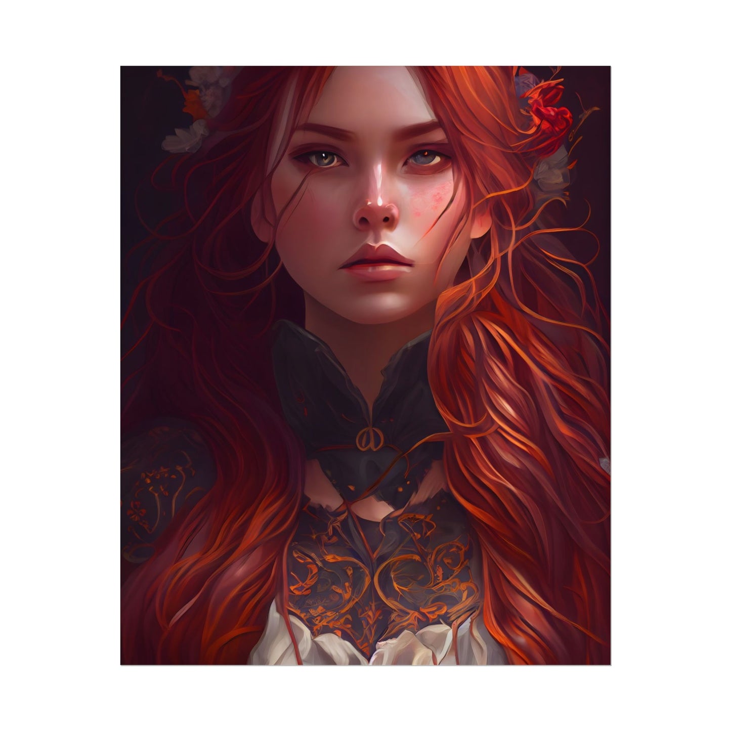 Redhead Female Portrait in a Dress - Poster