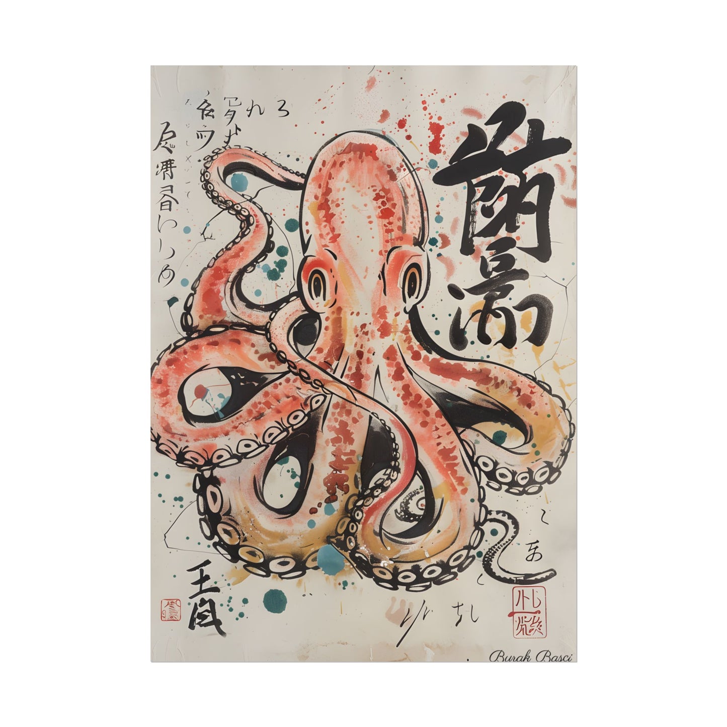 Traditional Japanese Octopus Artwork: Ukiyo-e Print - Poster
