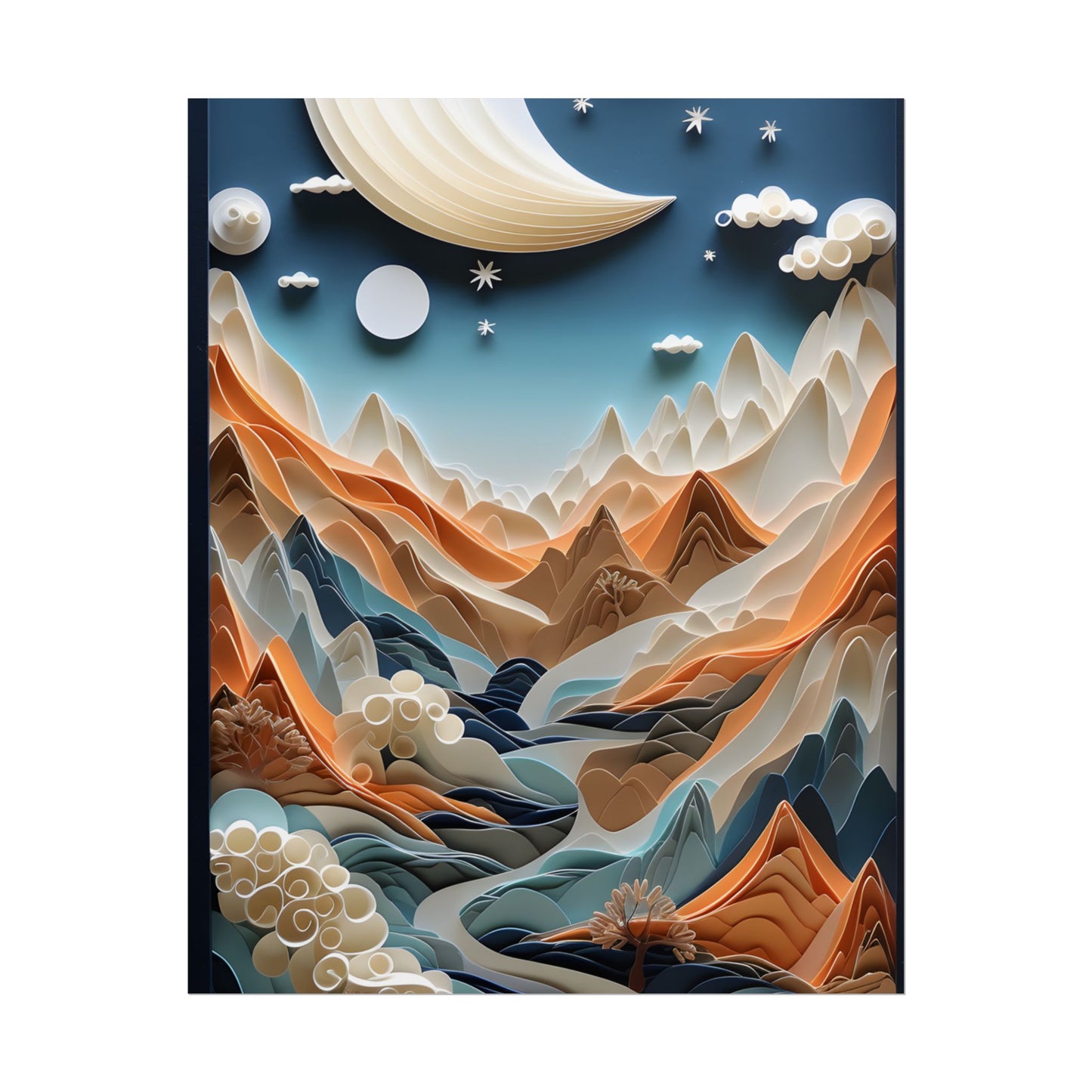 Vibrant European Quilled Landscape: Intricate Paper Art - Poster