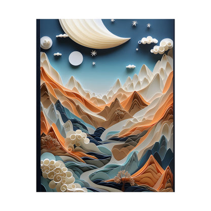 Vibrant European Quilled Landscape: Intricate Paper Art - Poster