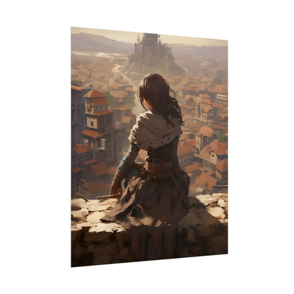 Dramatic Character Illustration: Bird's Eye View in Motion - Poster