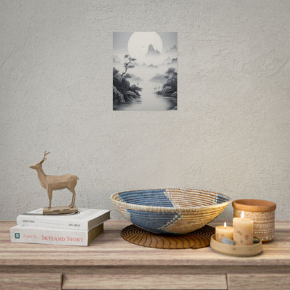 Chinese Ink Mirror Landscape: Serene Artwork - Poster