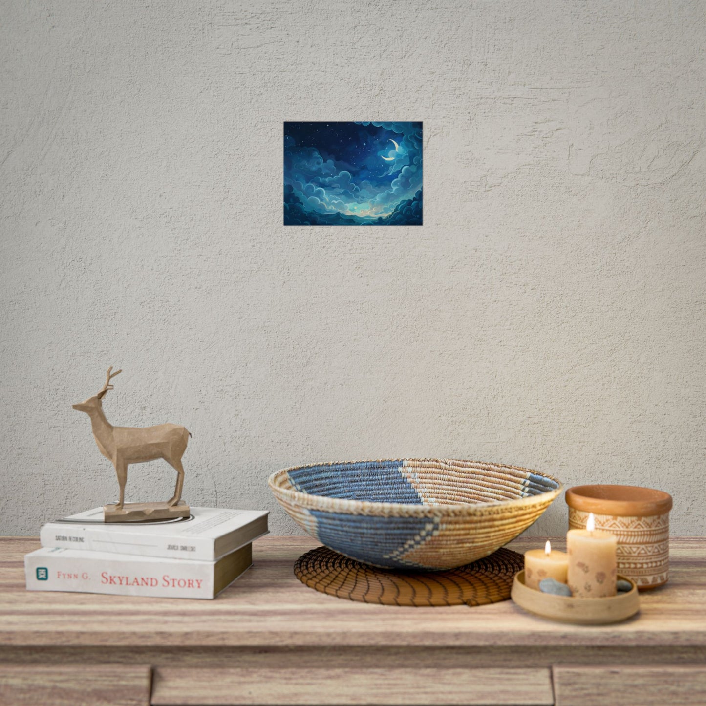 Whimsical Dreamy Night Sky: Bird in Flight Digital Art - Poster