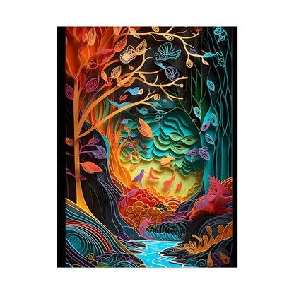 Peaceful Island Oasis: Paper Quilling Landscape Art - Poster