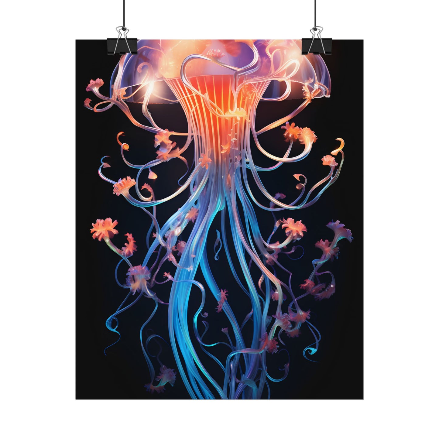 Bioluminescent Oceanic Ballet: Elegantly Poised Dancer in Underwater Performance - Poster