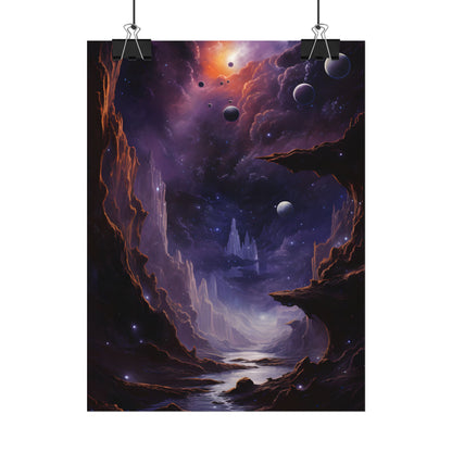 Black Hole Cosmic Odyssey: A Massive Planet's Journey Through Space - Poster