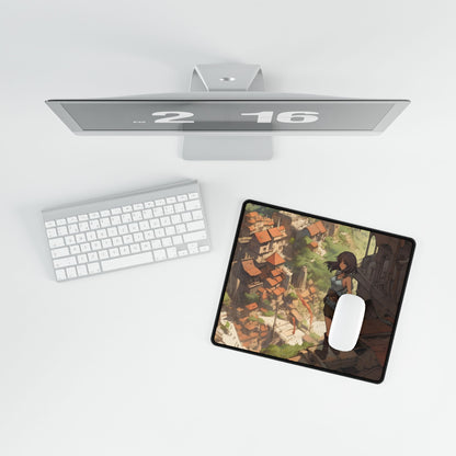 Dramatic Anime Feather: Bird's Eye View Illustration - Desk Mat