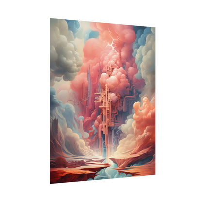 Cyber Dreamscape: Abstract Artwork in Neon Hues - Poster