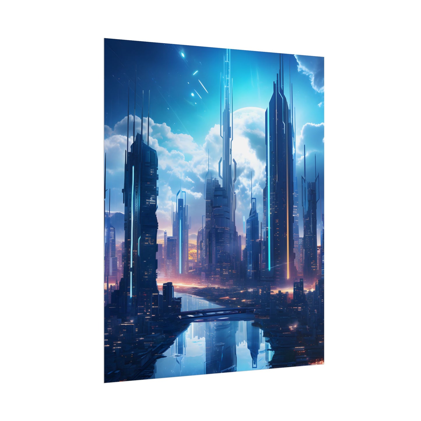 Dark Future Cityscape: Cyberpunk Dystopia Neon Artwork - Poster