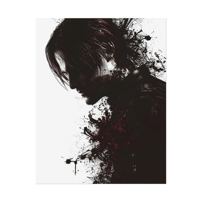 Emerging from Darkness: Blood-Splattered Figure Digital Art - Poster