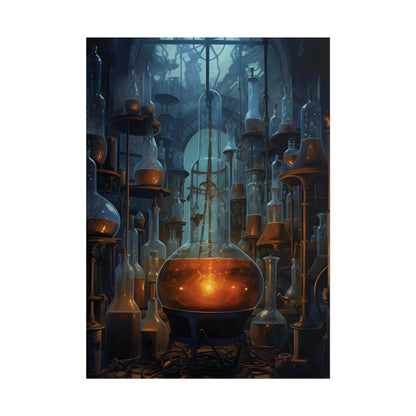 Scientific Discovery: Mysterious Laboratory Scene with Beaker and Whiteboard - Poster
