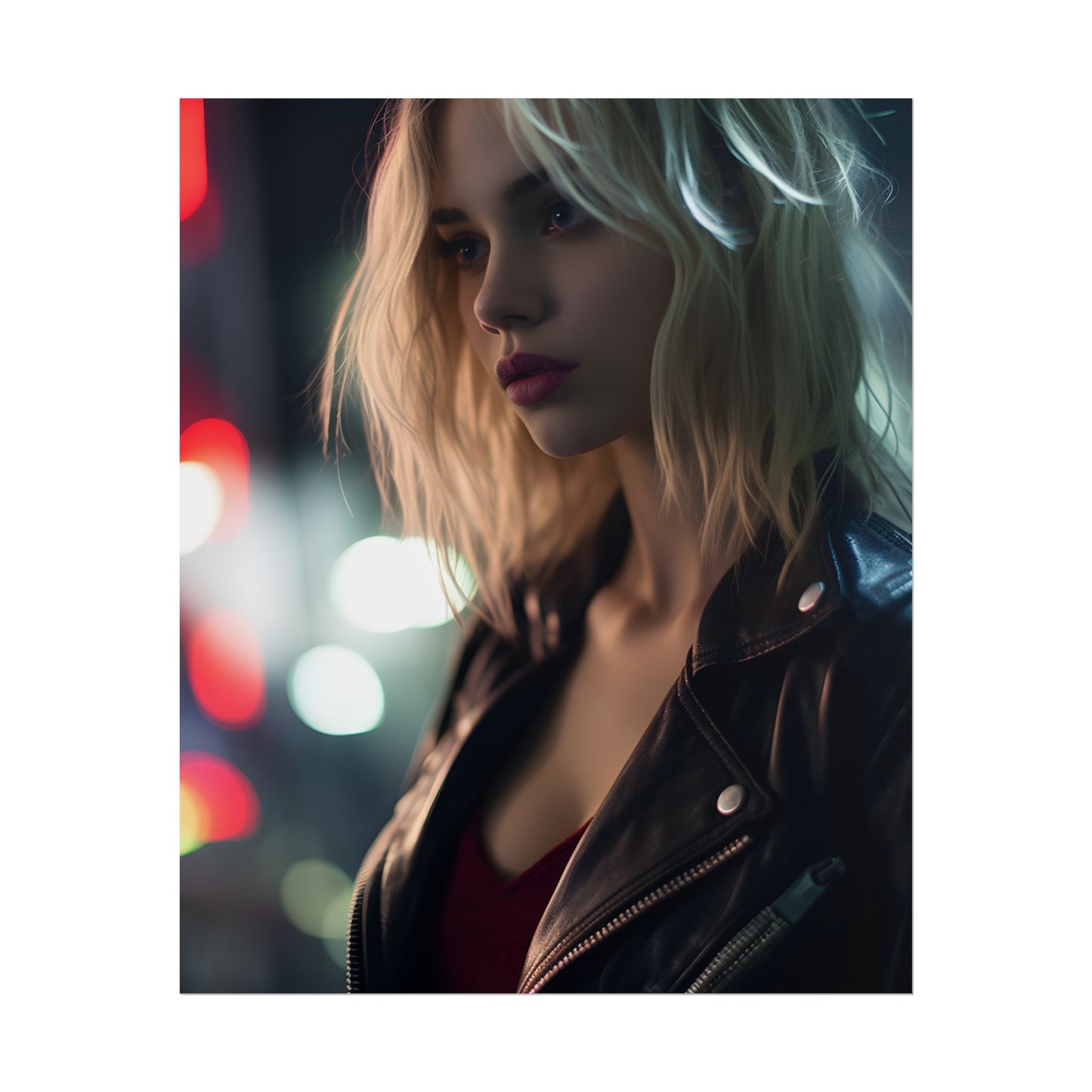 Cyberpunk Youth: Close-Up Portrait - Poster