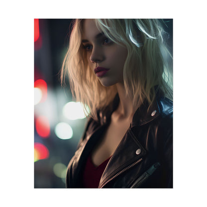Cyberpunk Youth: Close-Up Portrait - Poster