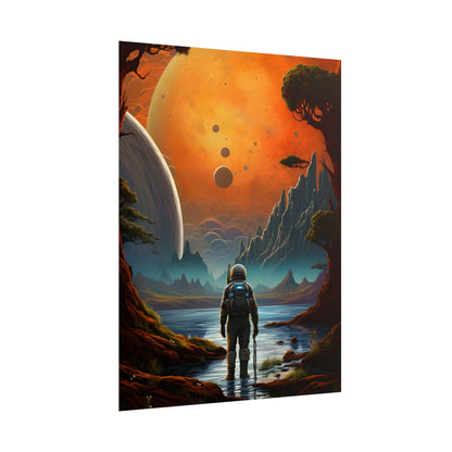 Futuristic Wilderness Explorer: Jetpack Adventure Art - Poster