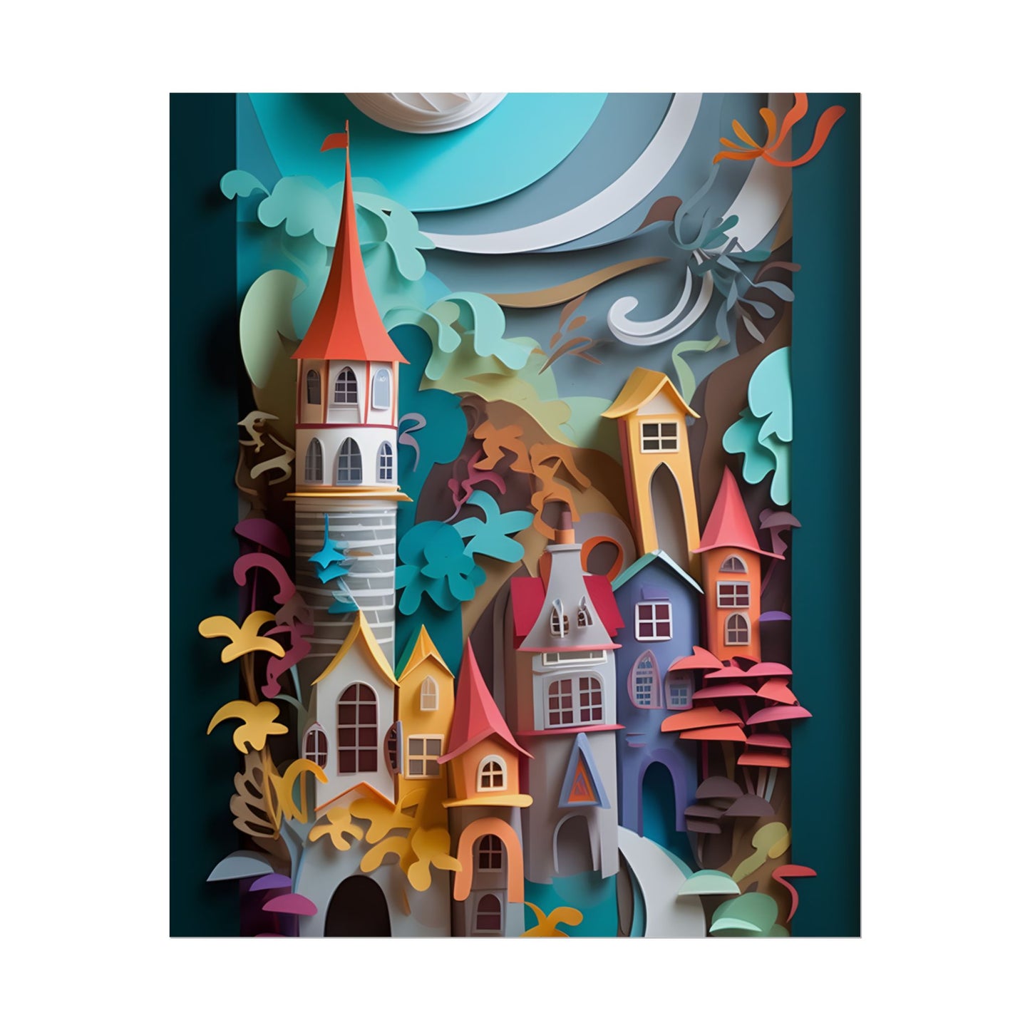 Eye-Catching European Landscape: Paper Quilling Artwork - Poster