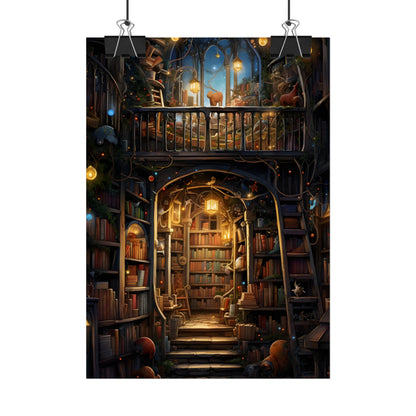 Magical Bookshop Art: A Serene & Enchanting Scene - Poster