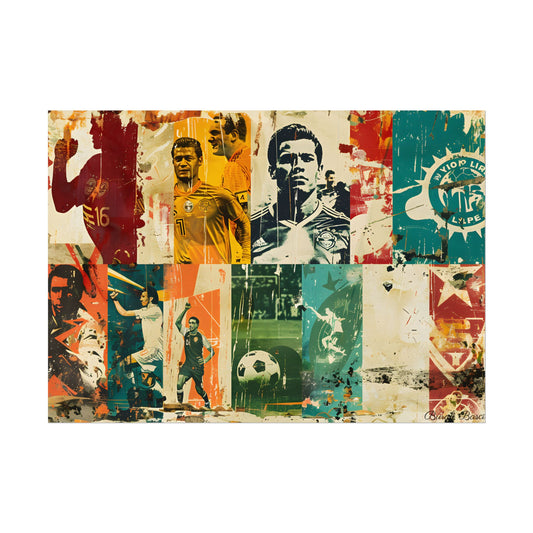 Vintage Soccer Posters: Retro Sports Art Collage - Poster