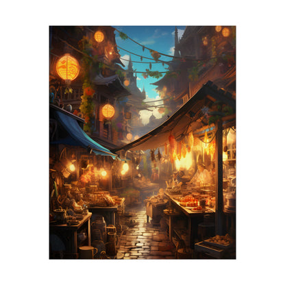 Magical Street Food Market: Vibrant Colors - Poster