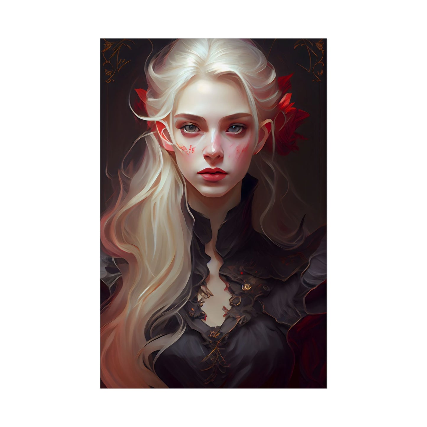 Beautiful Blonde Portrait: A Stunning Female in Black Top - Poster