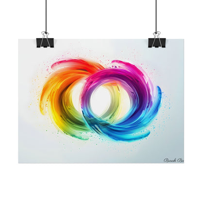 Swirling Colors: Gradient Artwork with Red, Blue, and Yellow Circles - Poster