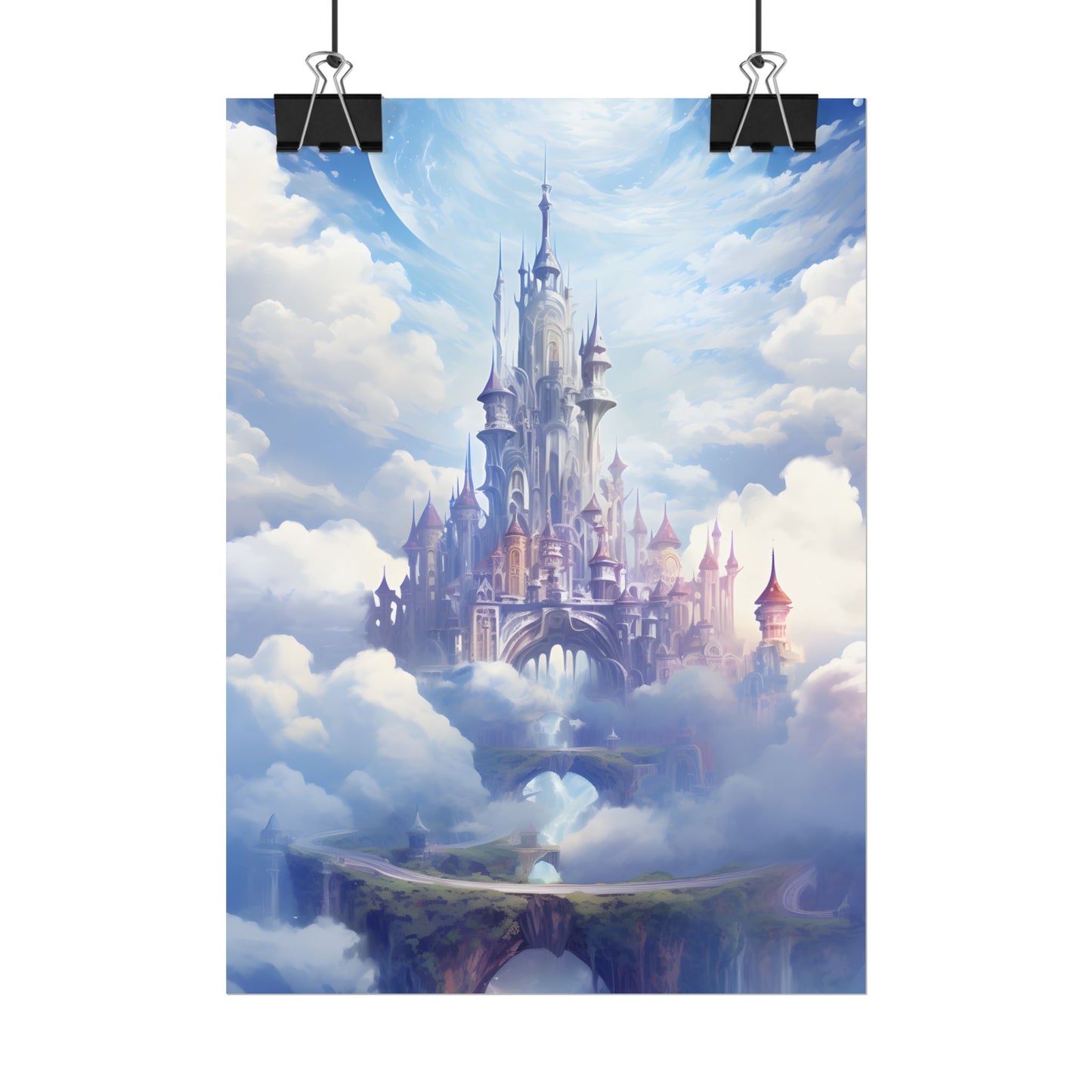 Floating Fantasy City: Celestial Digital Art - Poster